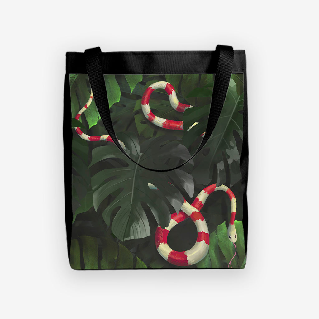 Snake Under Monstera Leaves Day Tote