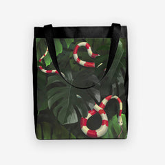 Snake Under Monstera Leaves Day Tote