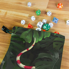 Snake Under Monstera Leaves Dice Bag