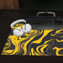 Golden Liquid Swirl Extended Mousepad