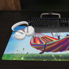 Cat Chilling in a Hammock Extended Mousepad