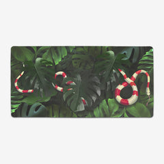 Snake Under Monstera Leaves Extended Mousepad