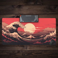 Red Tidal Wave Extended Mousepad