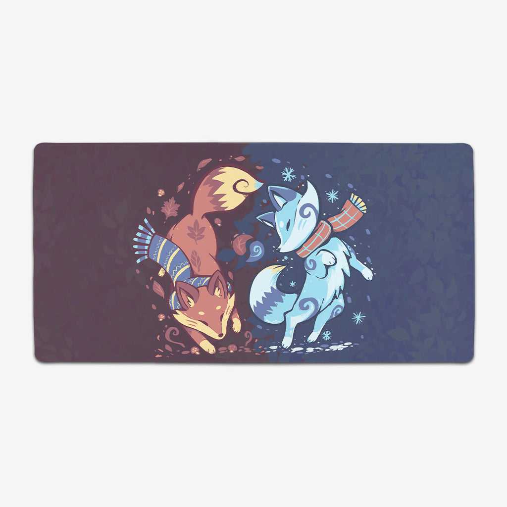 Autumn And Snow Fox Extended Mousepad