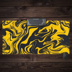Golden Liquid Swirl Extended Mousepad