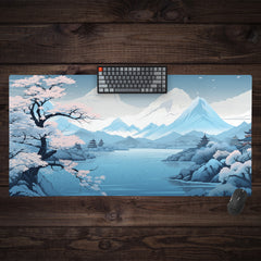 Blue Japanese Landscape Extended Mousepad