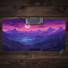Lilac Moonlit Mountain Extended Mousepad