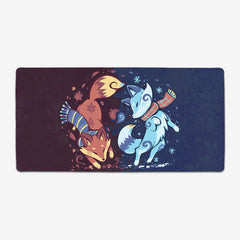 Autumn And Snow Fox Extended Mousepad