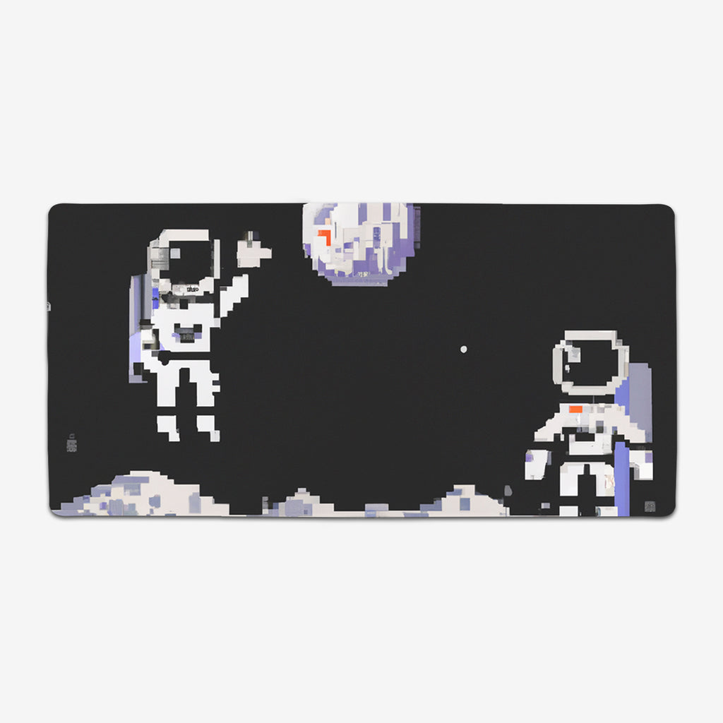 Pixel Astronauts On The Moon Extended Mousepad