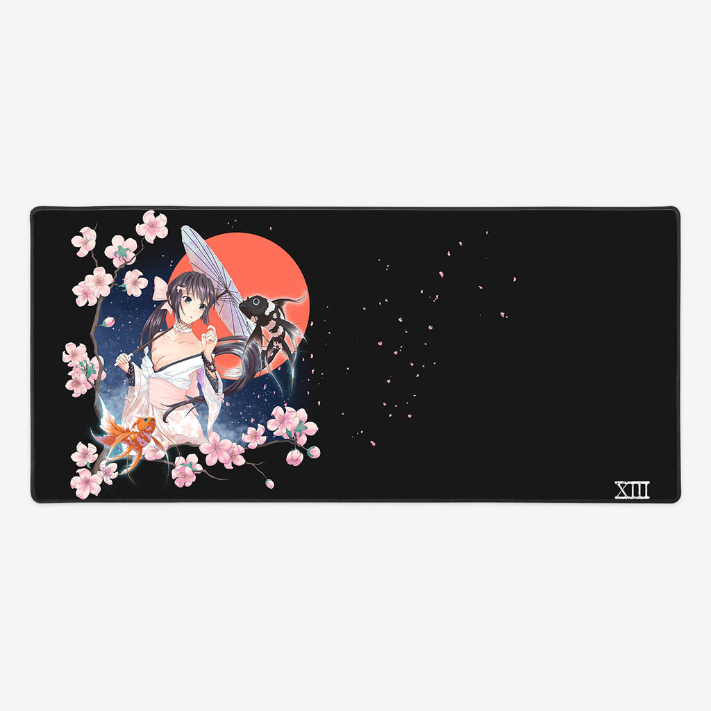 Spirits Of The Cherry Blossoms Extended Mousepad - Unlucky 13 - Mockup - Large - Black