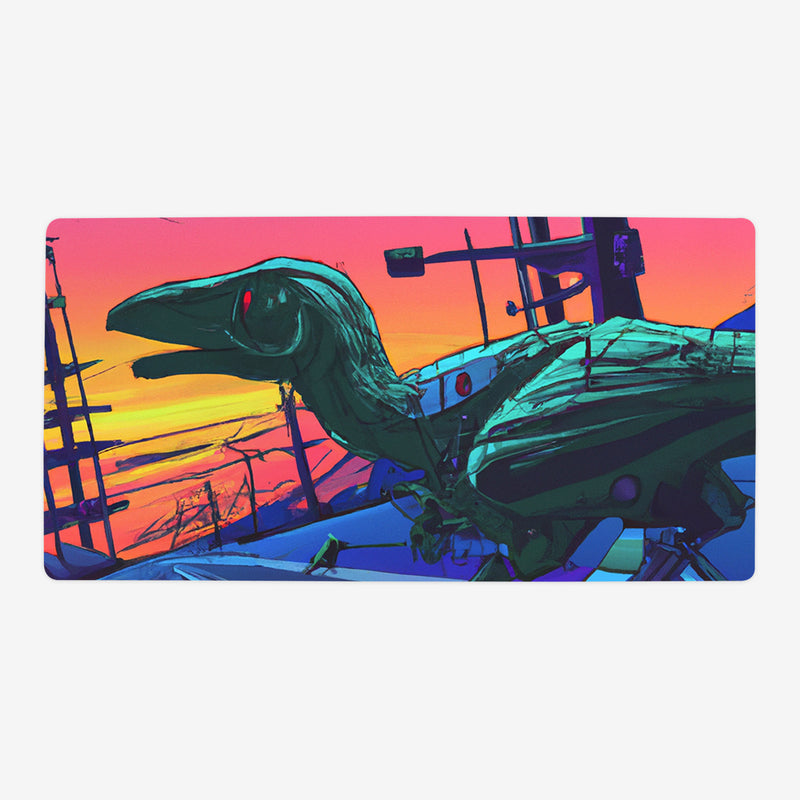 Vaporwave Robot Dinosaur Thin Desk Mat – Inked Gaming