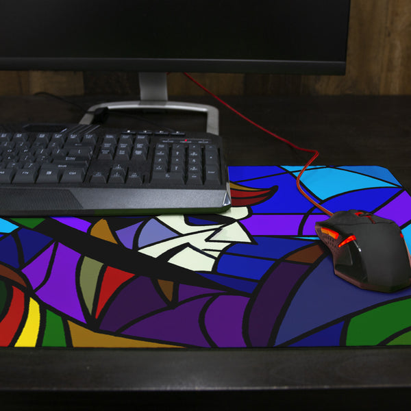 Stained Glass Warrior Thin Desk Mat – Inked Gaming