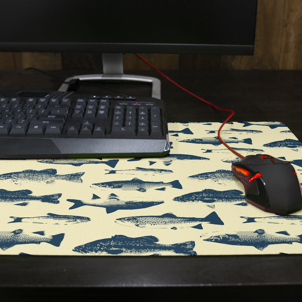 Fish Stamps Thin Desk Mat – Inked Gaming