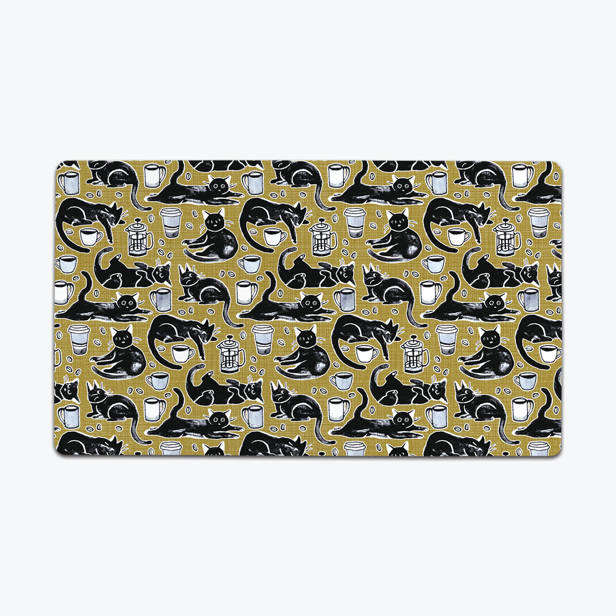 Gouache Black Cats Coffee Thin Desk Mat Inked Gaming